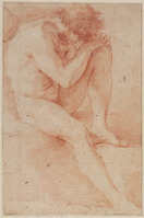 K I 020
<br/>
Zittend mannelijk naakt
<br/>
<em>Anoniem It, Rome (17de eeuw)</em>